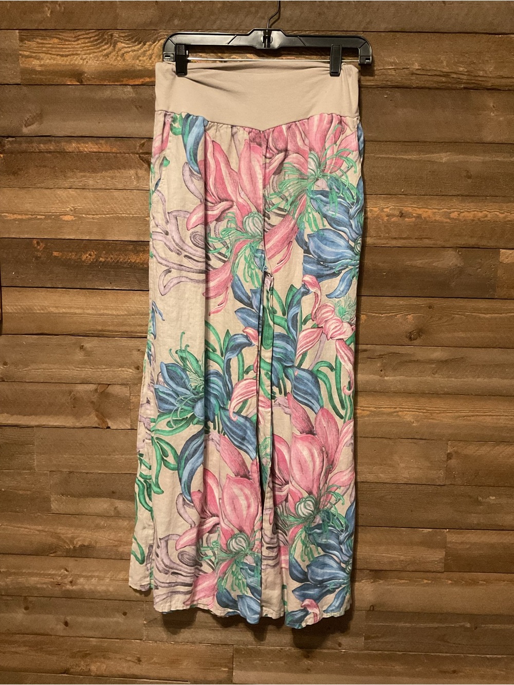 Women’s Vendi6 Floral Wide Leg Palazzo Pants Size Medium 100% Linen